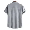 남성용 캐주얼 셔츠 2022 년 최고의 판매 제품 New Pullover Cotton Linen Short-Sleeved Shirt Camisas de Hombre AA230523