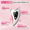 フェイスマッサージャー4 in 1電動gua sha faceマッサージャー加熱振動削り削り削りアンチしわ二重あご皮膚フェイスリフティングデバイス230609