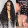 Bouclés 13x4 Lace Front Wig Transparent Deep Curly Wave Brésilien Cheveux Humains Dentelle Fermeture Perruque Pour Les Femmes