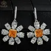 Ohrringe WUIHA 925 Sterling Silber Crushed Ice Cut 2CT*2PCS Fancy Orange Sapphire Created Moissanit Diamond Drop Ohrringe für Frauen Geschenk