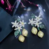 Noeud CIZEVA exagéré citronnier boucles d'oreilles pour femmes couleur brillant Zircon Vintage feuilles boucles d'oreilles Punk noir or couleur bijoux