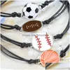 Andere Armbänder Wachs Seil Geflochten Kreative Basketball Baseball Fußball Sport Armband Mode Accessoires Drop Lieferung Schmuck Dh67D