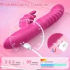 Factory outlet dames konijn g-spot stimulatie vibrator trillende en verwarmingsdildo's met stuwkrachten rose rode volwassen seksspeeltjes game clitoral