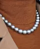 Chaînes charmantes 18 "9-10mm naturel mer du sud véritable gris collier de perles rondes pour les femmes bijouxchaînes chaîneschaînes