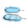 Collares pendientes Colgantes de pilar de cristal azul natural Hecho a mano Alambre de cobre antiguo Árbol de la vida envuelto para collar Joyería N3749 Dhob5