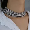 Halsketten Hochwertige Baguette 5A Zirkonia CZ Iced Out Miami Cuban Link Kette Choker Halskette Bling Silber Farbe für Frauen