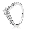 Clusterringen Authentiek 925 Sterling Silver kralen Triple Band Wishbone Signature met Crystal Ring For Women Sieraden