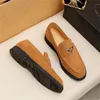 2023 Top PD Brand Men Loafers Lyxiga designers skor äkta läderbrun svart spänne mens casual designer klänningskor slip på bröllopskor storlek 38-45