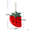 Porte-clés Longes En Cuir Pu Fruits Stberry Pastèque En Peluche Porte-clés Pendentif Sac Porte-clés Décoratif Accessoires De Mode Porte-clés Dhjdt