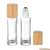 Förpackningsflaskor 15 ml glasrulle på flaskan återanvändbar trä eterisk olja per bärbara personliga kosmetiska behållare DHS släpp leverans DHJS5