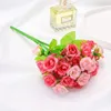 Fleurs décoratives 1 Bouquet 20 Têtes Soie Artificielle Rose Thé Bourgeon Fleur Épis De Blé Pour DIY Maison Jardin De Mariage Décoration De Fête De Noël