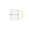 Tasses 11Oz Sublimation Blanc Tasse En Céramique Personnalité Transfert De Chaleur Ménage Tasse D'eau Diy Tasses À Café Cadeau De Noël Drop Delivery H Dhdhu