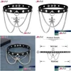 Chokers Jovivi Punk Goth Women Spikes Pikets Spider Chain ginuine Leather Choker Регулируемая винтажная байкерская готическая шея dhgarden dht0o