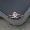 Cluster Rings Luxury Female 3 CT Diamond Engagement Ring Elegant Rose Gold Silver Love Bride Fashion Party Wedding For Women