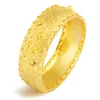 Bangles HOYON Luxury 24k Bracelet For Women Pure Gold Color heart bracelet Dragon Phoenix Bridal Matte Wedding Anniversary Fine Jewelry