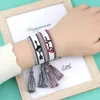 Bracelets Bohemia Processing Custom Woven Bracelet For Women Custom Embroidered Pattern Letters Hand Woven Tassel Bracelet Fashion Jewelry