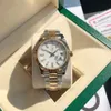 Original Box Certificate 18K Gold President Male 41mm Watches Day Date Diamonds Green Dial Watch Men rostfri Bezel Automatisk armbandsur 2024 182