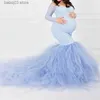 Maternity Dresses 2021Maternity Dresses For Photo Shoot Fluttering Tail Dresses For New Year Shoulder Collar Sexy Clothes For Pregnant Women Dress T230523