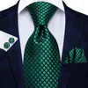 Bow Ties Green Black Plaid Silk Wedding Tie voor heren Handky manchetknoop Gift Heren Ntransontwerp Zakenfeestje Dropshiphiping Hi-Tie