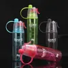 600ml Spray Sports Water Bottle Portable Outdoor Sport Water Kettle Anti-Leak Drinking Cups with Mist Camping Plastic Bottle Drinking Water Cups Q109