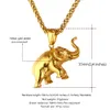 Necklaces U7 Stainless Steel Gold Color Elephant Necklace Trendy Men Jewelry Charm Pendant Chain Animal Lucky Jewelry Gift P755