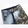 Otoño e Invierno nuevo elástico Camo calcomanía Color de trabajo Slim Fit Jeans personalizado moda borde de piel bolsillos pantalones de hombre P230522