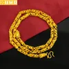 Necklaces Real 24k Gold Plated Men's Necklace for Weddding Anniversary Gifts Exquisite Dragon Twisted Bead Chain Fashion Jewelry Gift Male