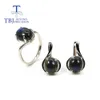 Set TBJ Orecchini ad anello semplici con labradorite naturale Set di gioielli in argento sterling 925 dal design classico da donna, regalo di alta gioielleria per la mamma