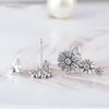 Pandora için Köpüklü Daisy Flower Trio Saplama Küpe 925 STERLING Silver Party Mücevher Tasarımcı Küpe Kadınlar Kız Arkadaş Hediyesi Orijinal Kutu ile Lüks Küpe