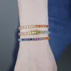 Bangle 2022 Dames Tennisarmbanden Bling Kubieke Zirkonia Verguld Regenboog Kleurrijk Cz Schakelketting IJs uit hand Bruiloft Sieraden