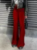 Spodnie damskie eleganckie biuro kobiety Slim Fit Flare Casual Streetwear Patchwork Solid Long Długi sezon Podstawowe elastyczne spodnie w talii