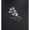 Knot daimi Sky Blue Topaz Tassel Earrings gemstones女性本物の黄色の14kゴールドインジェクションパールイヤーラインギフト