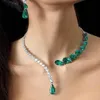 Halsketten Vintage grüner Zirkon Strass Braut Wassertropfen offene Halsband Halskette Abschlussball Hochzeit Schmuck für Frauen Kristallkragen Halskette