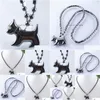 Pendant Necklaces Black Non Magnetic Natural Hematite Stone Beads Dog Necklace 18 Length Fashion Jewelry Gift F3042 Drop Delivery Pen Dhdrn