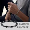 Link Armbänder Herren Hämatit Perlen Kette Geschenk Schmuck 8MM Schwarz Perlen Elastisches Armband Pulseira Masculina