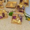 Sy Notionsverktyg 18/25mm Luxury Purple Stone Pearl Square Kläderknapp Högkvalitativ Metal Handdekorativ knapp Sy Nål P230523