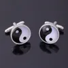 Nouveau dans Yin Yang boutons de manchette époxy Tai Chi boutons de manchette noir blanc rouge couleur doré argenté manche bouton bijoux ornements