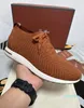 Designer de luxo Mens Loro Walk Shoes Lace Up Up Sorted Colored Colors Knitting LP Sapato Tênis de jogging masculino 45 46