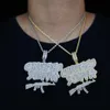 Ожерелья Новые Bling Iced Out Буквы Сертифицированный Steppa Gun Подвеска Ожерелье Буква Тон Цвета Роскошный Кубический Циркон AK47 Хип-Хоп Ювелирные Изделия Для Мужчин