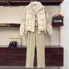 Women's Two Piece Pants Winter Thicken Warm Tracksuit Women Christmas Sweater Top Parkas Vest And Woolen Pant Three Set Outfit