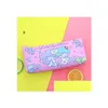 Andra leksaker Fashion Cute Pink Purple Kuromi Melody Pencil Bag Big Capacity Cinnamoroll dragkedja tillbehör 4 stilar 21x10.5x3cm drop de dhkxf