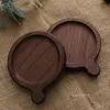 Wooden Coasters Black Walnut Coffee Tea Cup Mats Natural Non Slip Teapot Drink Coasters Home Bar Tools cup Pads LT472