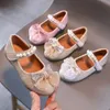 Sneakers Spring Girls Scarpe in pelle Princess Cute Bow Pearl Baby Girl Soft Bottom Kids Toddler SP118 230522