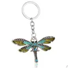 Keychains Lanyards Creative Dragonfly Diamond Keychain Pendant Car Key Chain Gift Keyring Drop Delivery Fashion Accessories Dhft6