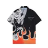 Sommer-Modedesigner-Männerhemd Hawaiianisches T-Shirt Paris hochwertiges Baumwollhemd Damen Flammenlogo bedrucktes Kurzarm-Casual-T-Shirt-Oberteil M-3XL