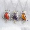 Naszyjniki wiszące yowost naturalne szlachetne kryształy dla mężczyzn żeńska sowa urocza wisiorki Naszyjnik Sier PlATE PEAD REIKI Jewelry Chain 45 DH4fi