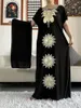 Ethnic Clothing 2023 Arrival African Embroidery Black Kaftan Soft Dress With Scarf Islam Women Muslim Long Lady Clothes Abaya