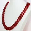 Chains Ly Red Chalcedony Jades Stone Round Delicate Beads 8 10 12mm Elegant Long Chain Necklace 36inch B1446
