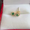 Earrings 925 Sterling Silver Inlaid Natural Emerald Women's Fresh and Small Plant Gemstone Earrings Stud Support Check