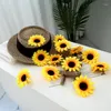 Decorative Flowers 4.5/7.5/9cm Fake Sunflowers Head Artificial Silk Daisy DIY Wreath Headwear Craft Christmas Home Year's Party Decor